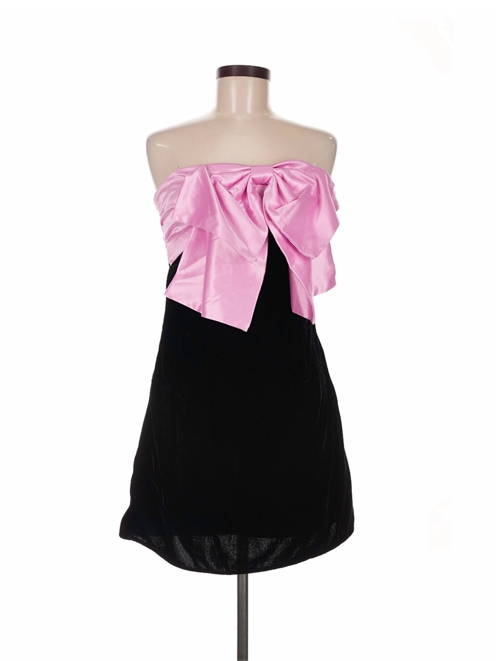 NWT Altar'd State Black Strapless Mini Dress Pink Satin Bow colorblock medium m